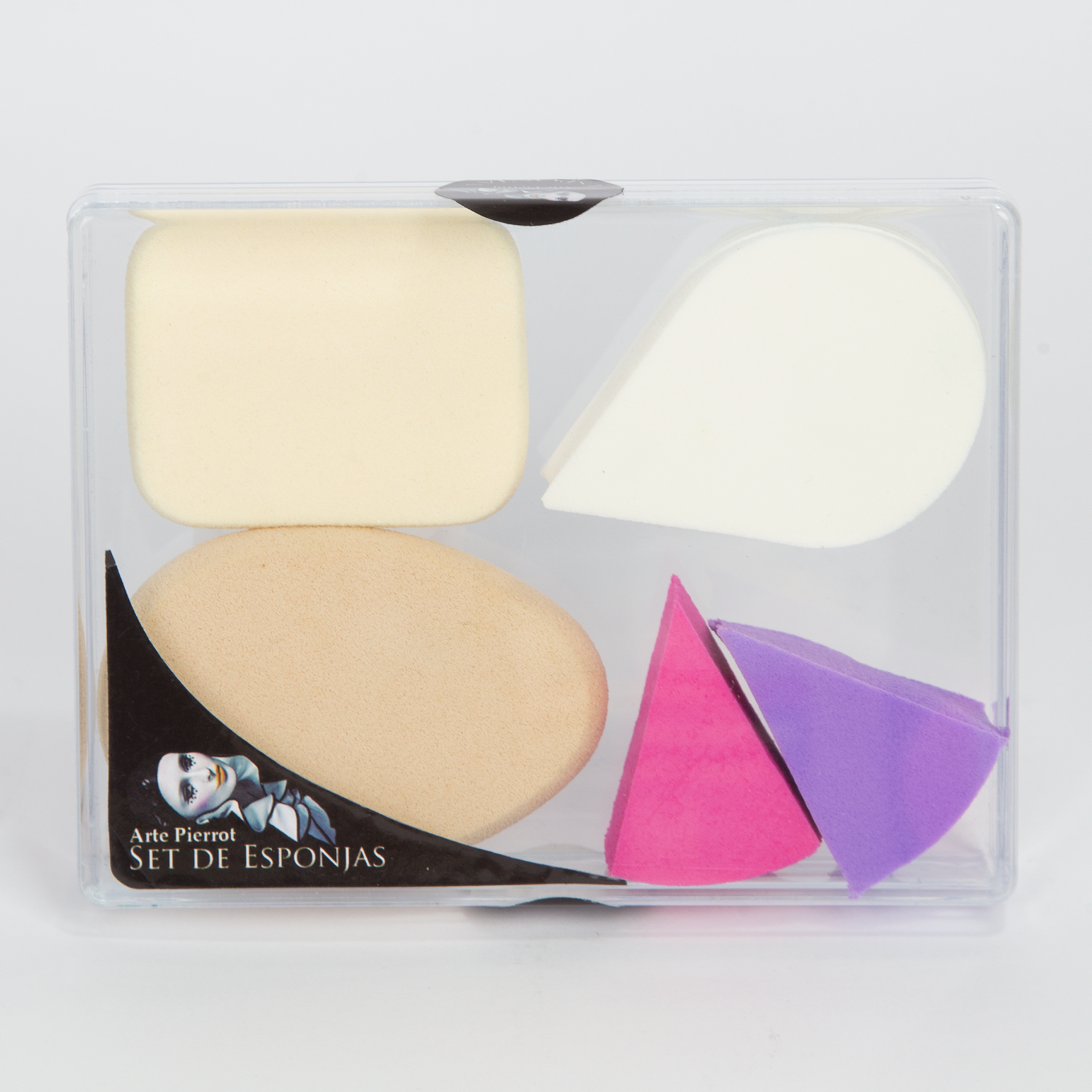 Esponjas para maquillaje con caja acrílica / Set 5 unidades – Arte Pierrot