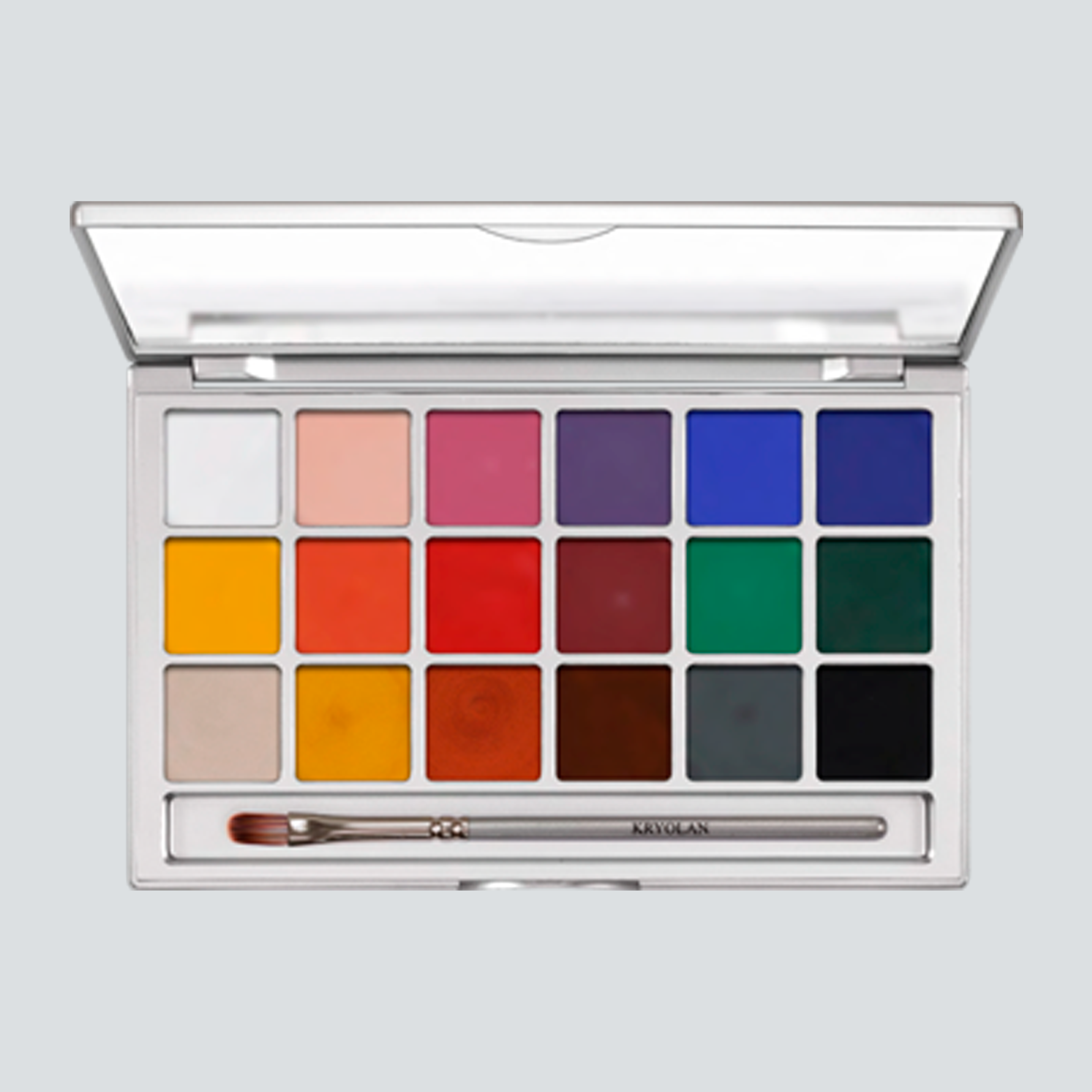 vivid Paleta de Sombras Cremosas 18 tonos / Coloring Vision / código Vivid / 45grs (marca Kryolan) - Imagen 1