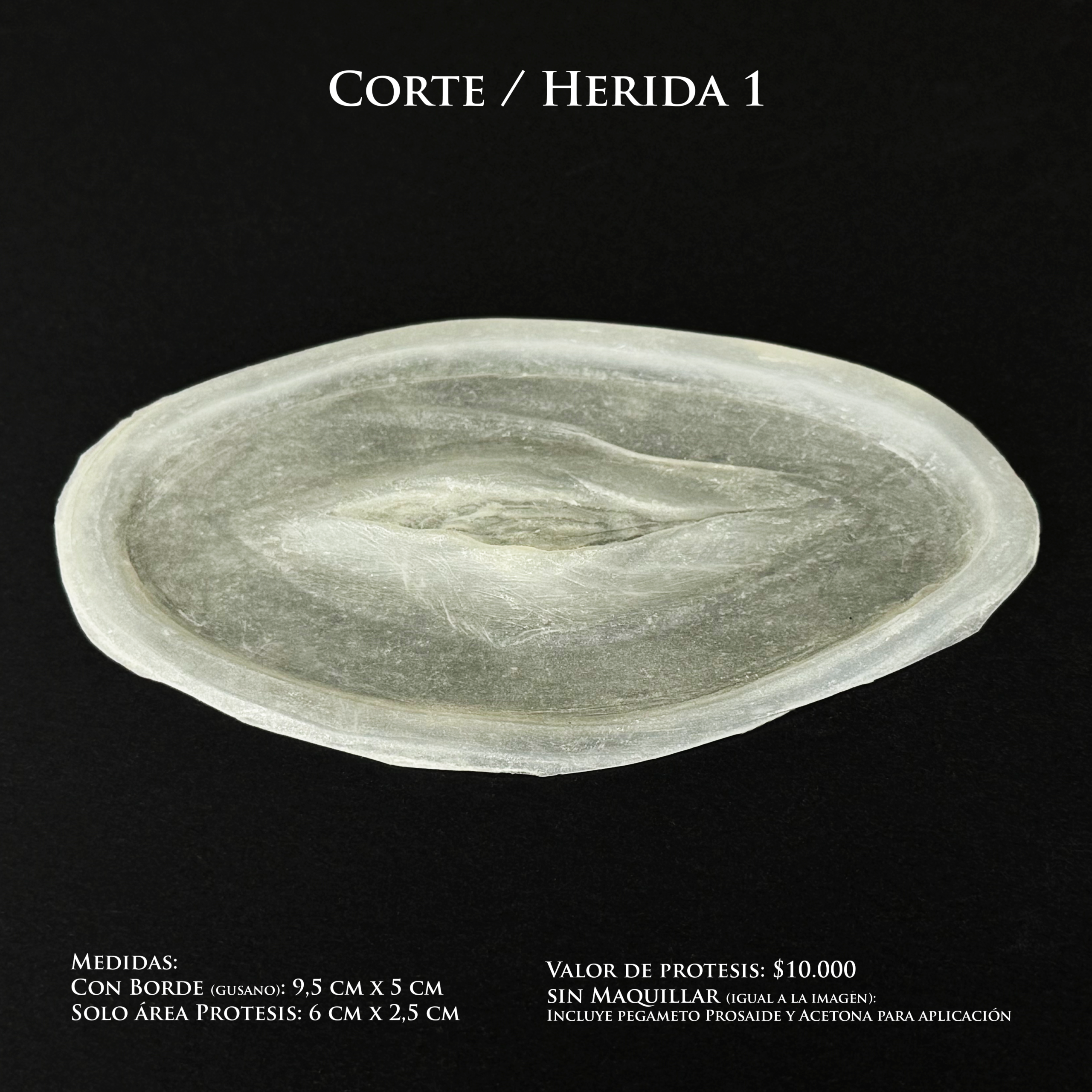 Protesis Corte _ Herida 1 Prótesis de silicona / Encapsulado / Modelo Corte _ Herida 1 - Imagen 1