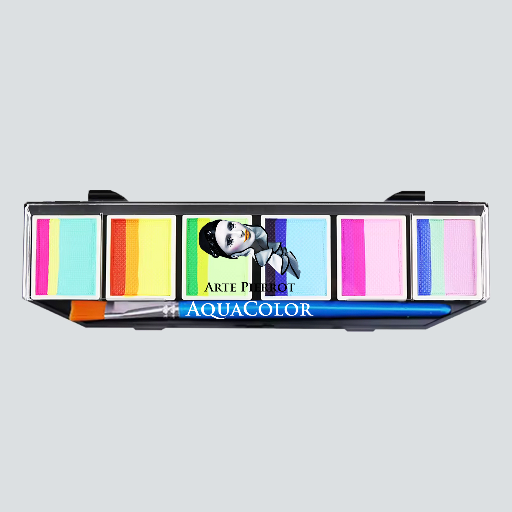 Paletas Aqua Arte Pierrot_F Aquacolor / Paleta 6 Potes / Tonos F (Tipo Arcoiris) Marca Arte Pierrot - Imagen 1